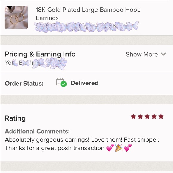 💕18K Gold Plated Bamboo Hoop Earrings - Picture 6 of 6